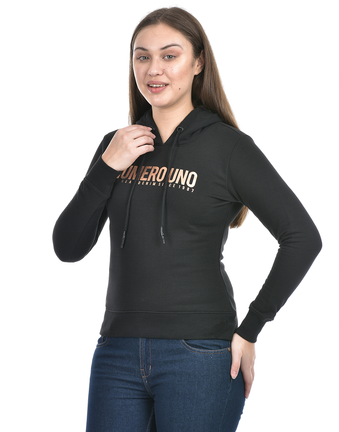 Numero Uno Women Abstract Black Sweat Shirt